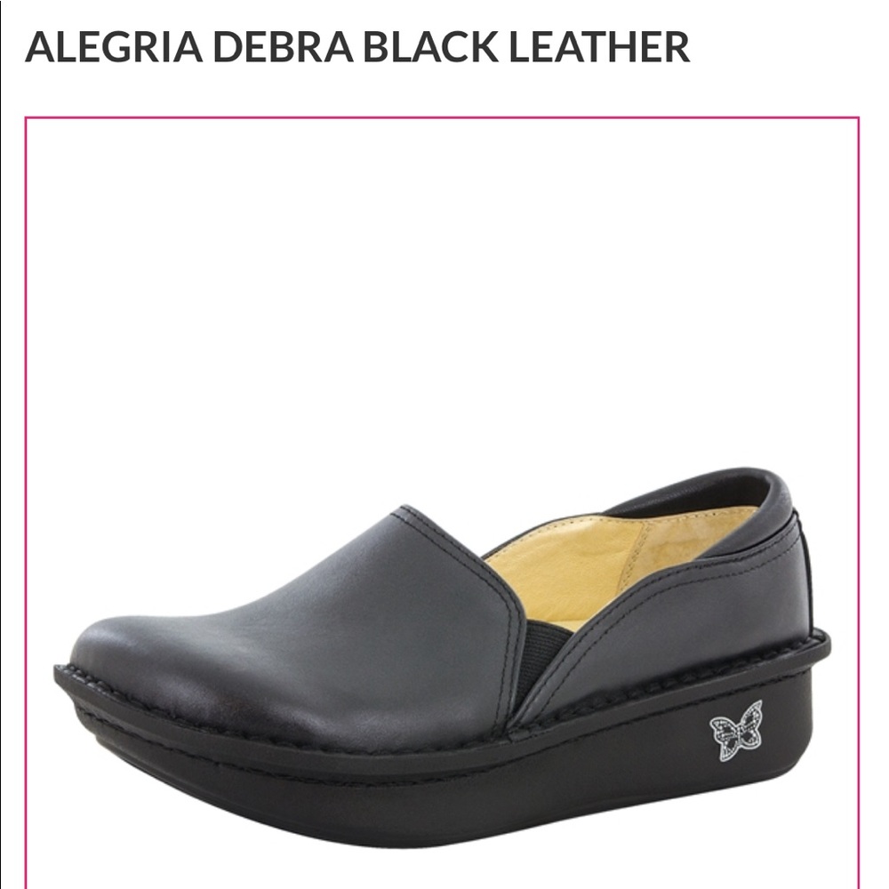 Alegria Debra Black Leather Nursing Comfort Shoe